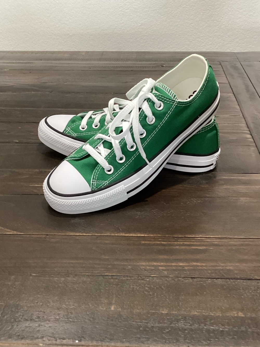 Converse Green Low Top Canvas Sneakers with White Accents - Picture 4 of 7